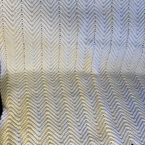 New Handcrafted White Chevron Baby Blanket 40” x 34”